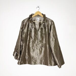 Finley Metallic Pullover Jacket Women’s XL Brown Shimmer Half-Zip Top